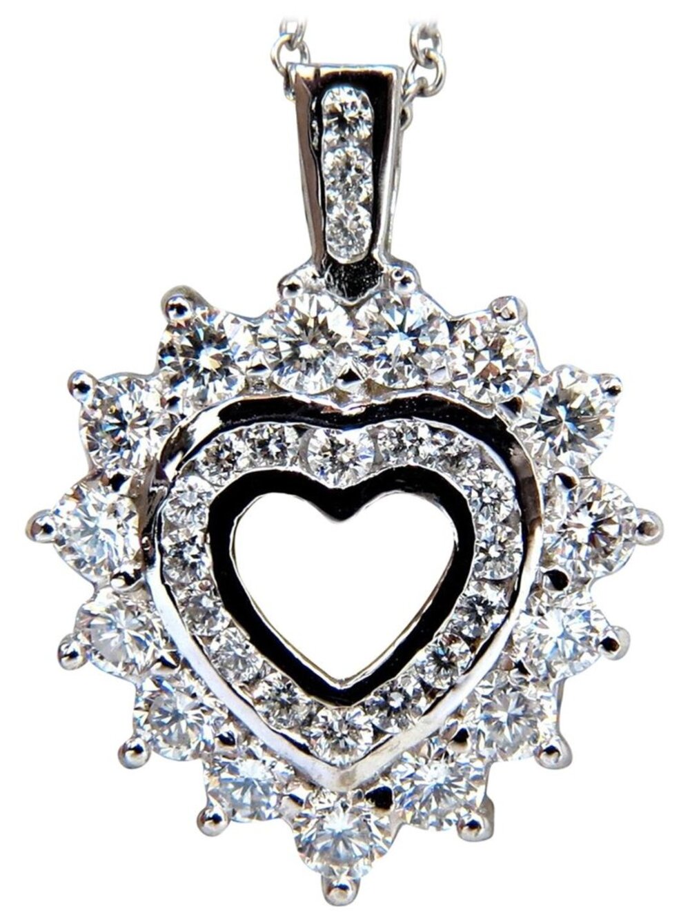 1.20ct natural diamonds heart pendant 14kt double row*